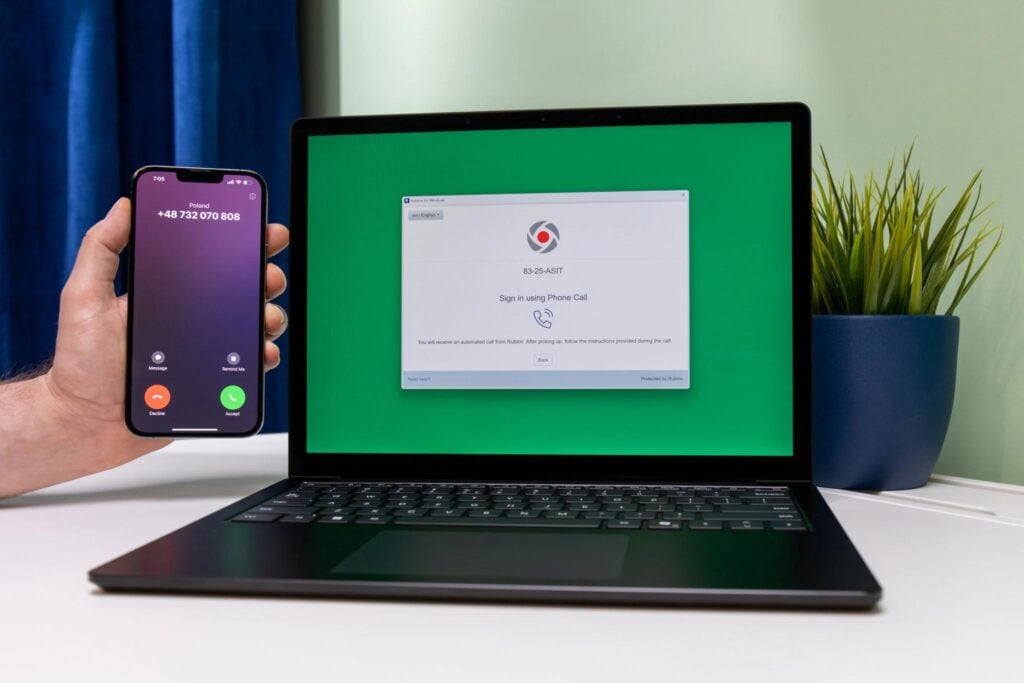 Rublon Phone Call - a simple MFA option for employees without a mobile app or FIDO security key. Simply answer an automated call and press any key to authenticate (works on landlines and mobile phones).