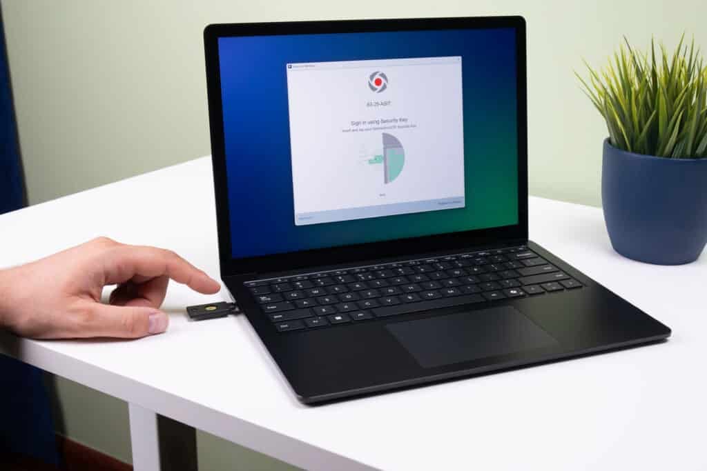 Image showing FIDO security key plugged in to a laptop