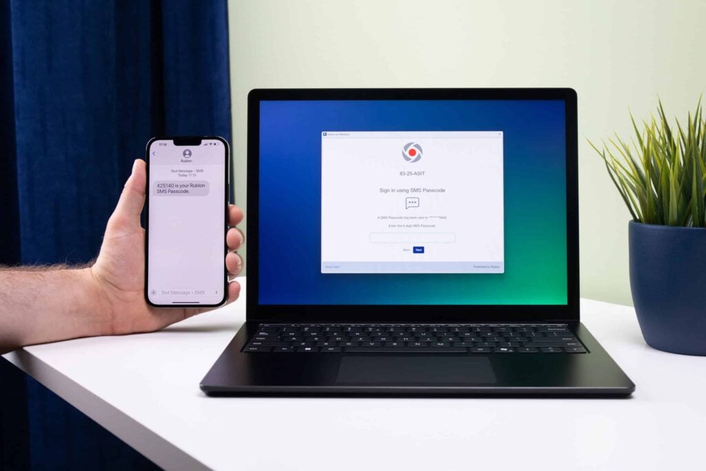 Phone receiving one-time code by text message