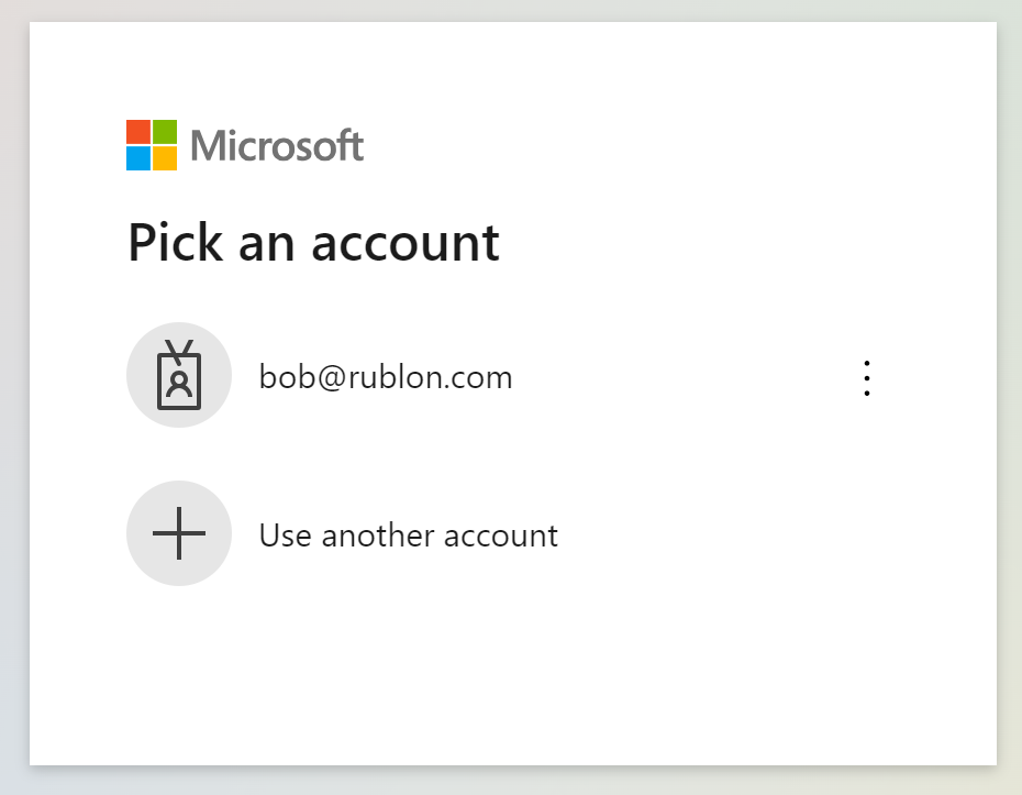 Image showing picking the Microsoft account