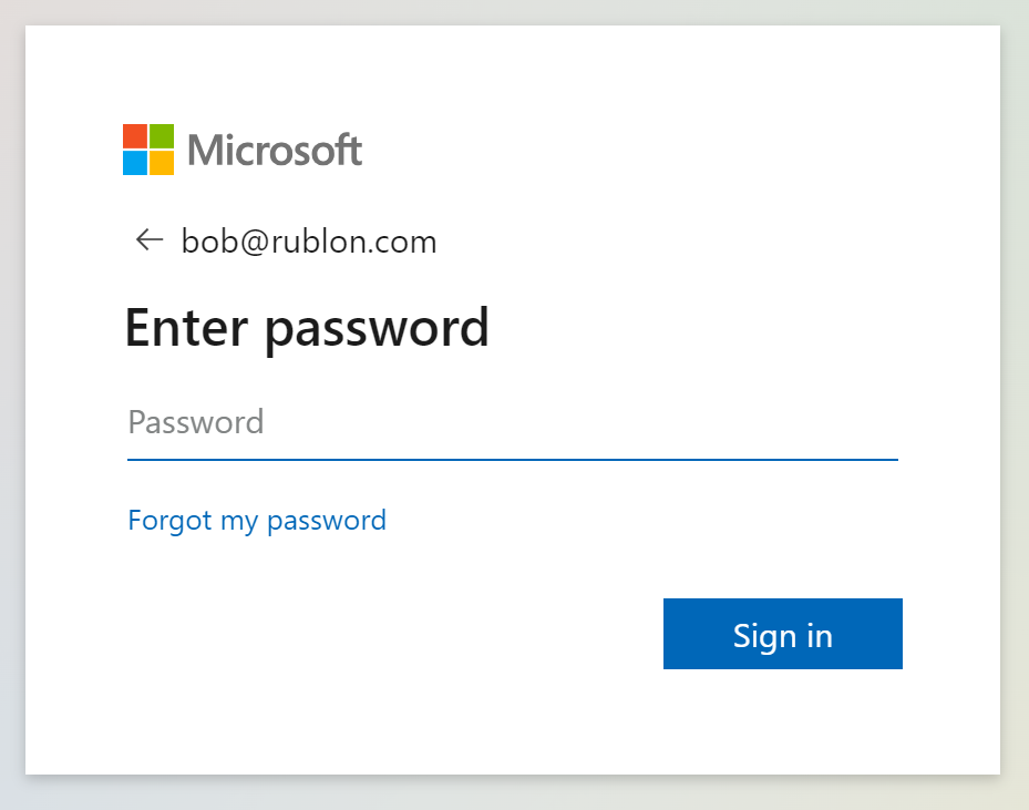 Image showing entering the password during MFA for AD FS