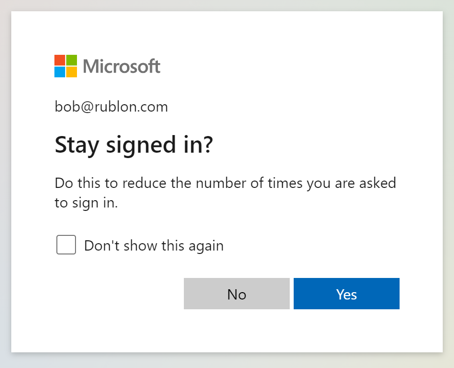 Image showing Microsoft asking if the user wants to stay signed in