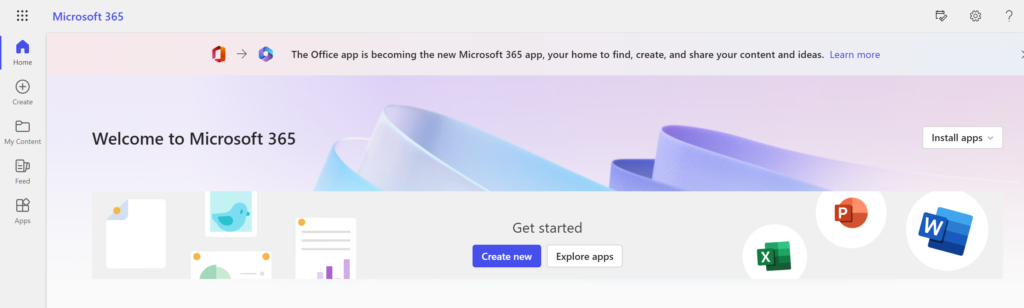 Image showing a successful login to Microsoft 365