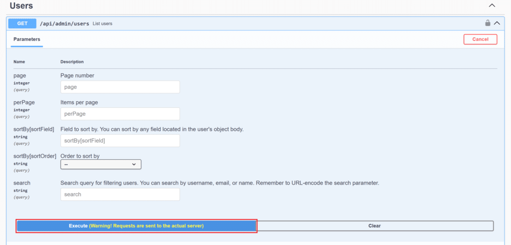 Image showing the position of the Execute button.