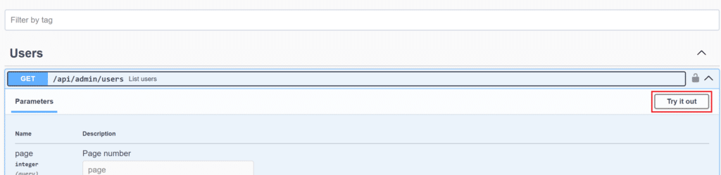 Image showing the position of the Try it out button.
