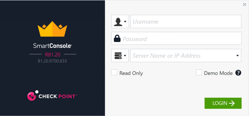 Image showing Check Box SmartConsole login page.