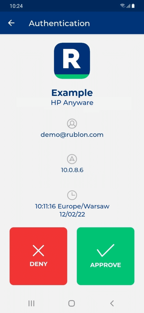 Image showing a Rublon Mobile Push 