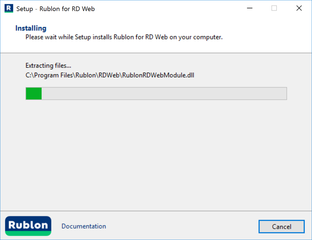 Image showing the RD Web connector is being installed