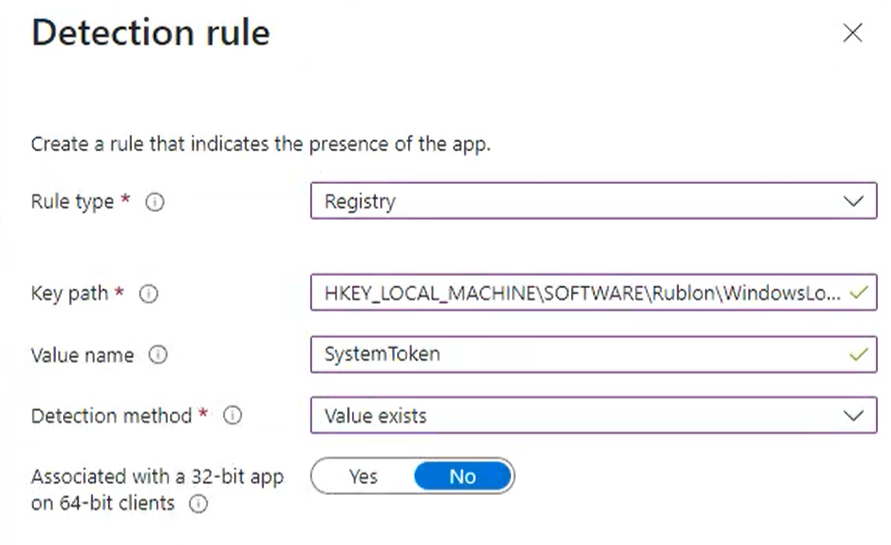 Image showing creating a registry rule for Rublon MFA for Windows and RDP