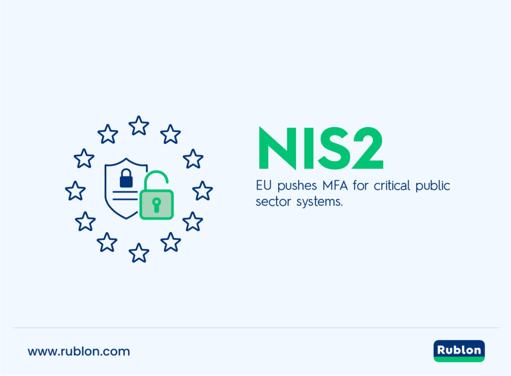 Infographic highlighting the European Union's push for multi-factor authentication in critical public sector systems