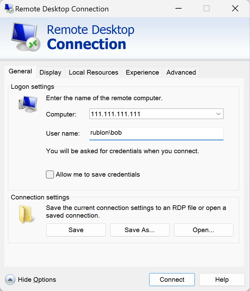 Image showing the first step of MFA login to Remote Desktop using Google Authenticator