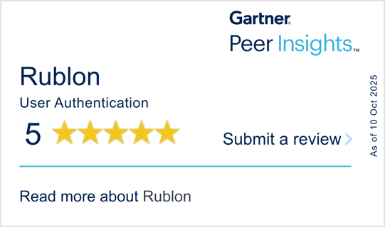 Rublon 5 star reviews on Gartner Peer Insights