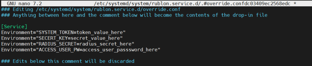 Image showing how to set the values of secrets in environment variables on Linux.