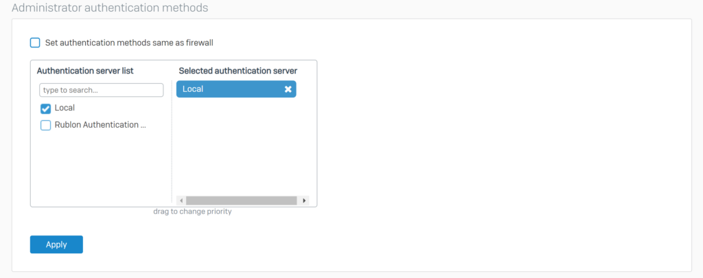Image showing Administrator authentication methods