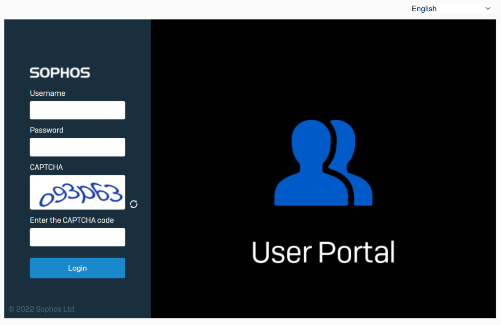 Image showing the Sophos User Portal login page
