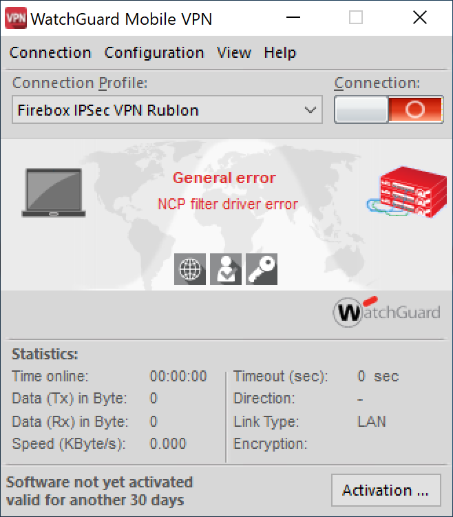 Image showing the WatchGuard Mobile VPN client